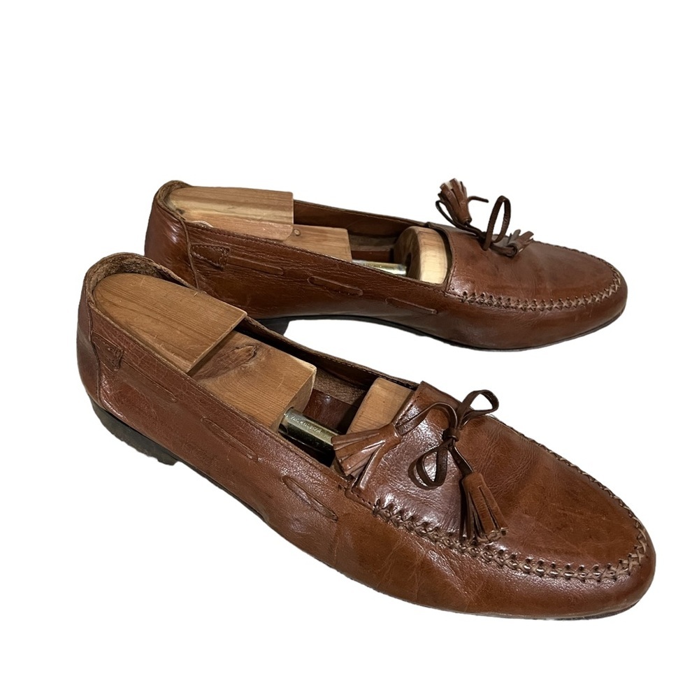 Stanley blacker Loafers Mens 10M  Brown Loafers Slip On Pinch Tassel Leather